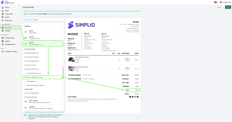 How can I display multiple tax rates on my invoices? – Simplio Support